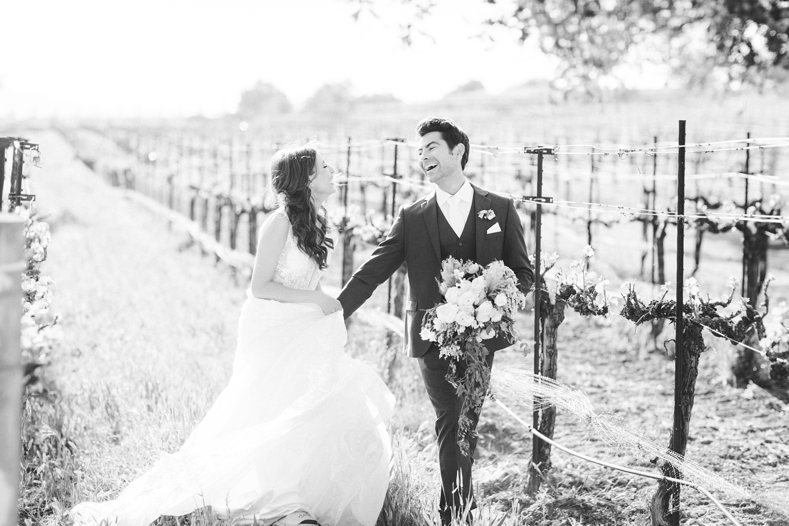 Bride and Groom in vineyards